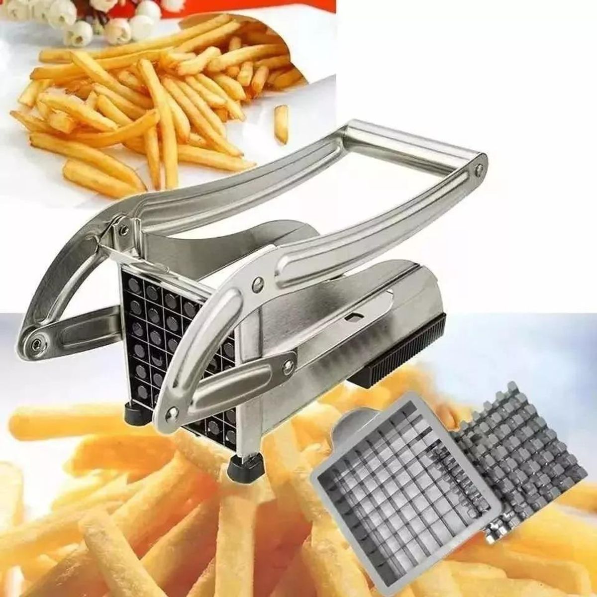 GENERICO - Cortadora de Papas Fritas de Acero Inoxidable