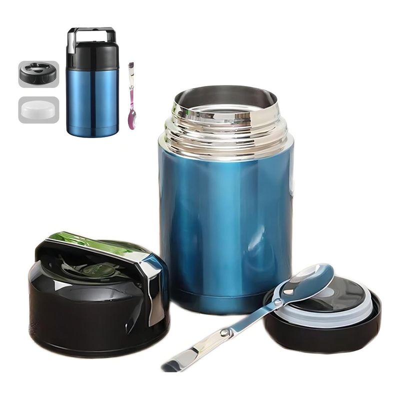 GENERICO - Termo de Comida Acero Inoxidable 800 ml con Cuchara Azul
