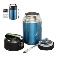 GENERICO - Termo de Comida Acero Inoxidable 800 ml con Cuchara Azul
