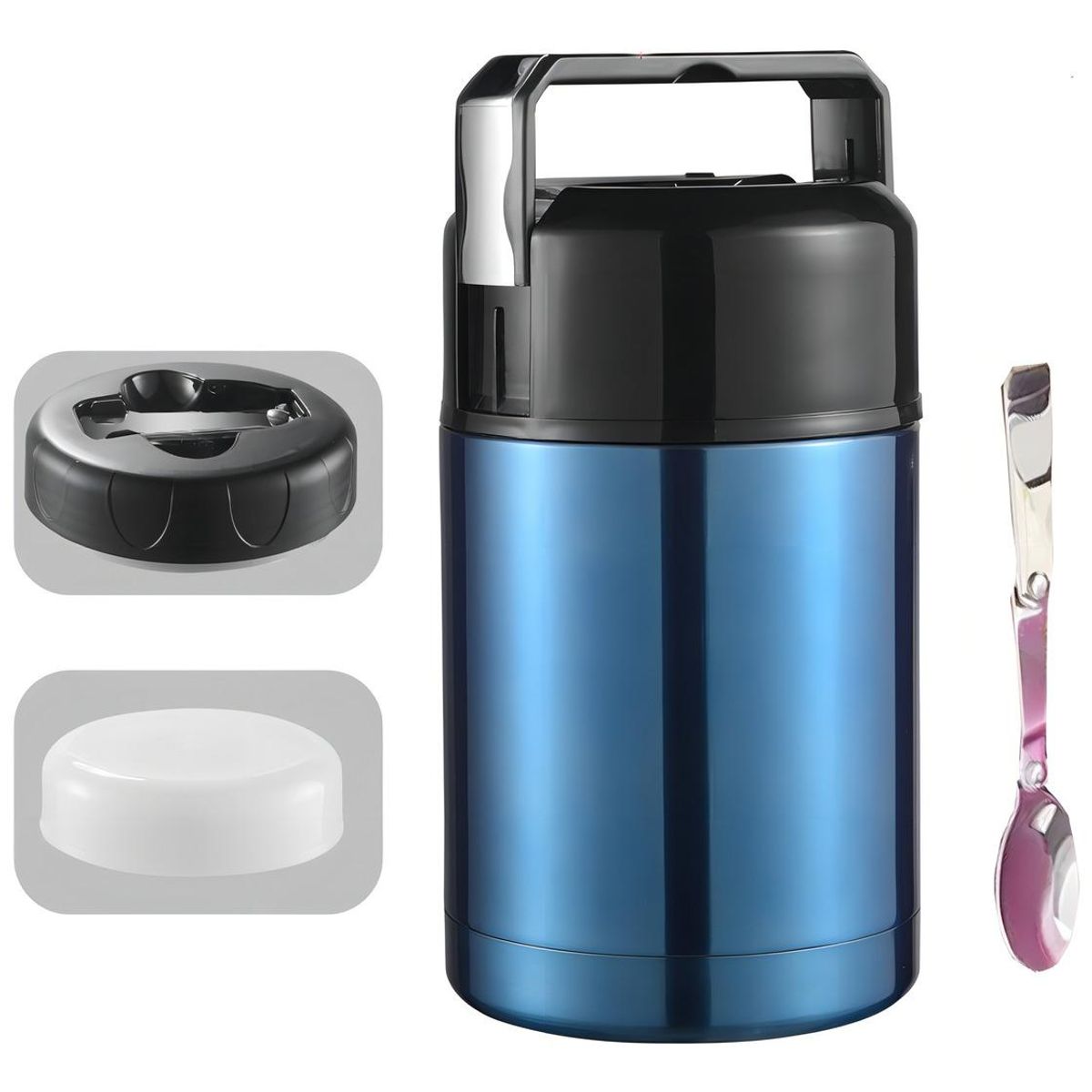 GENERICO - Termo de Comida Acero Inoxidable 800 ml con Cuchara Azul