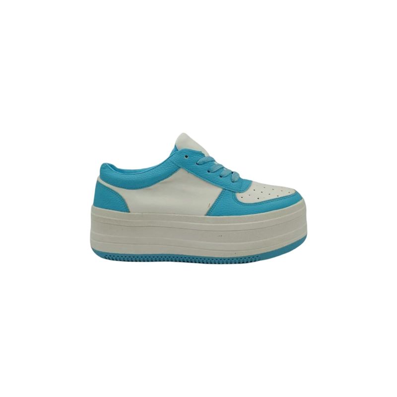 HERIEL - Zapatilla Blanca y Azul Plataforma.