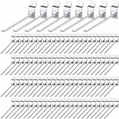 GENERICO - Pack de 100 Ganchos de Metal 15 cm para Panel Ranurado