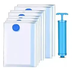 GENERICO - Pack 6 Bolsas Organizadoras al Vacío con Bomba Manual