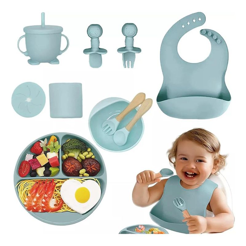 GENERICO - Set de Alimentación Antideslizante 10 Piezas Verde