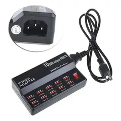 GENERICO - Adaptador USB de Carga Rápida Multifuncional Negro