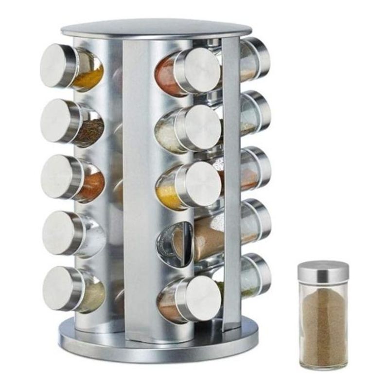 GENERICO - Set Condimentero Giratorio de Acero Inoxidable 16 Pcs