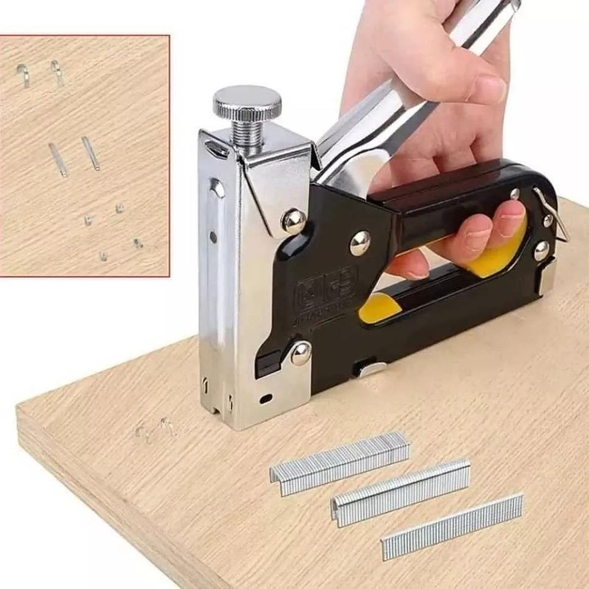 GENERICO - Grapadora Manual de Metal para Tapicería y 600 Corchetes