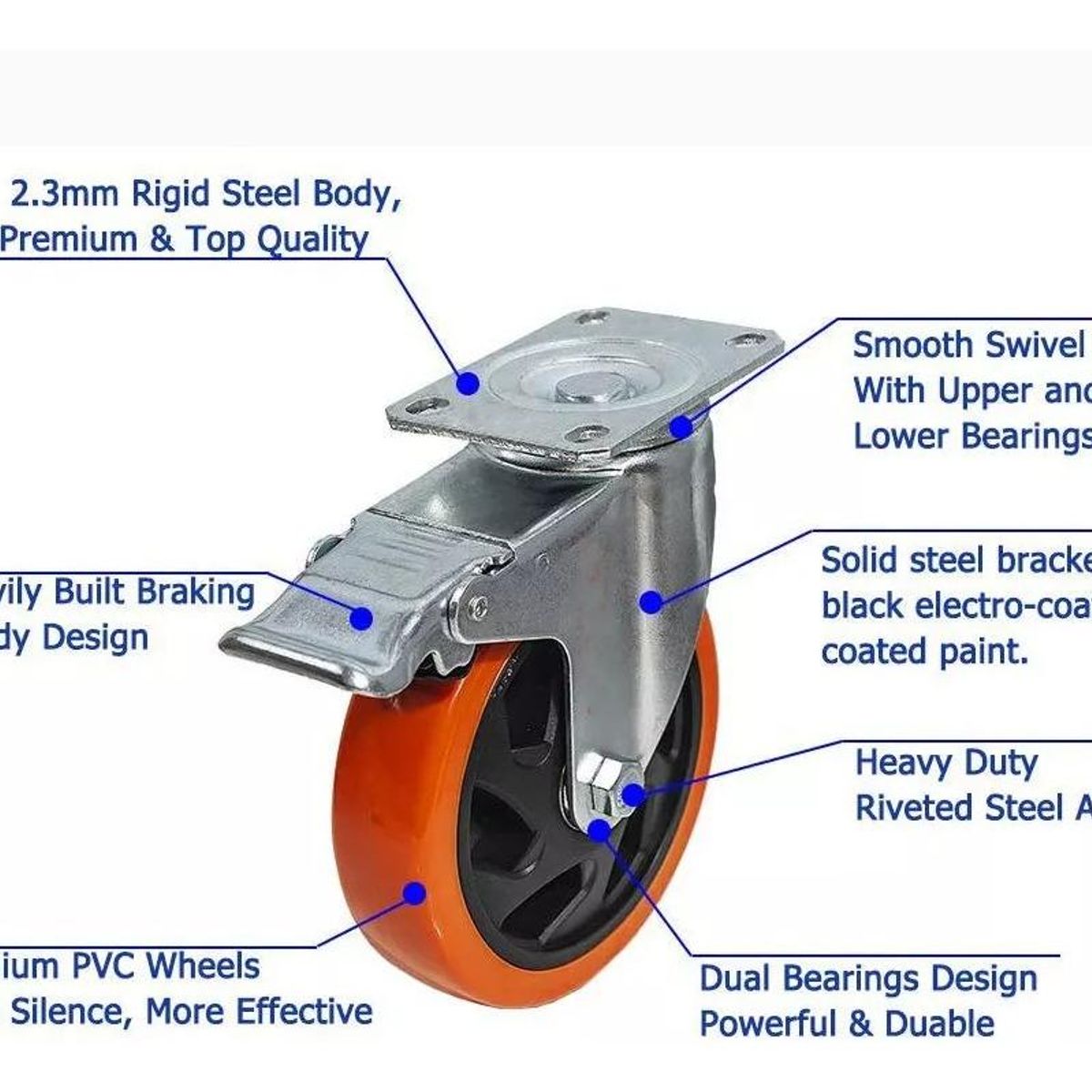GENERICO - Pack de 4 Ruedas Giratorias de Poliuretano de 2"