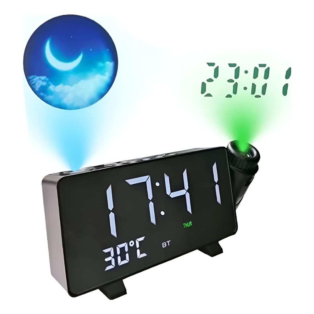 GENERICO - Reloj Despertador LED con Proyector y Control Móvil