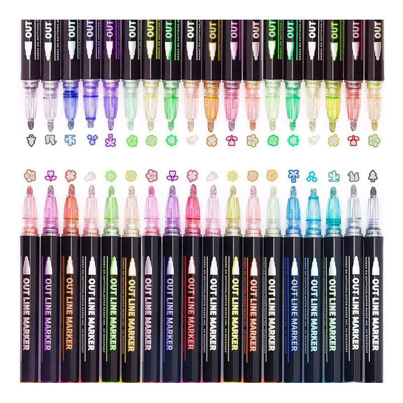 GENERICO - Lapices Marcadores Metálicos de Doble Línea - 36 Colores