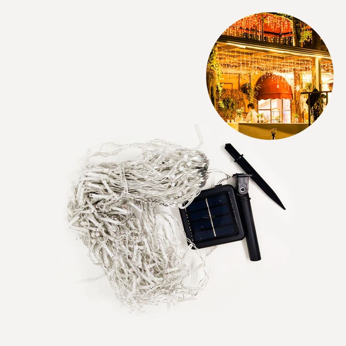 GENERICO - Luces de Cascada Solar 5m con 200 LED para Decoración