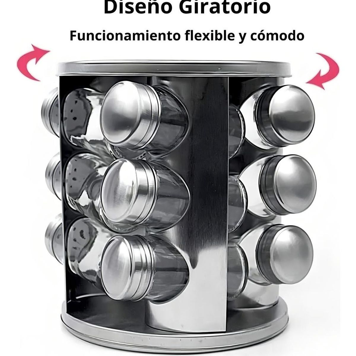 GENERICO - Especiero Giratorio de Acero Inoxidable para 12 Especias