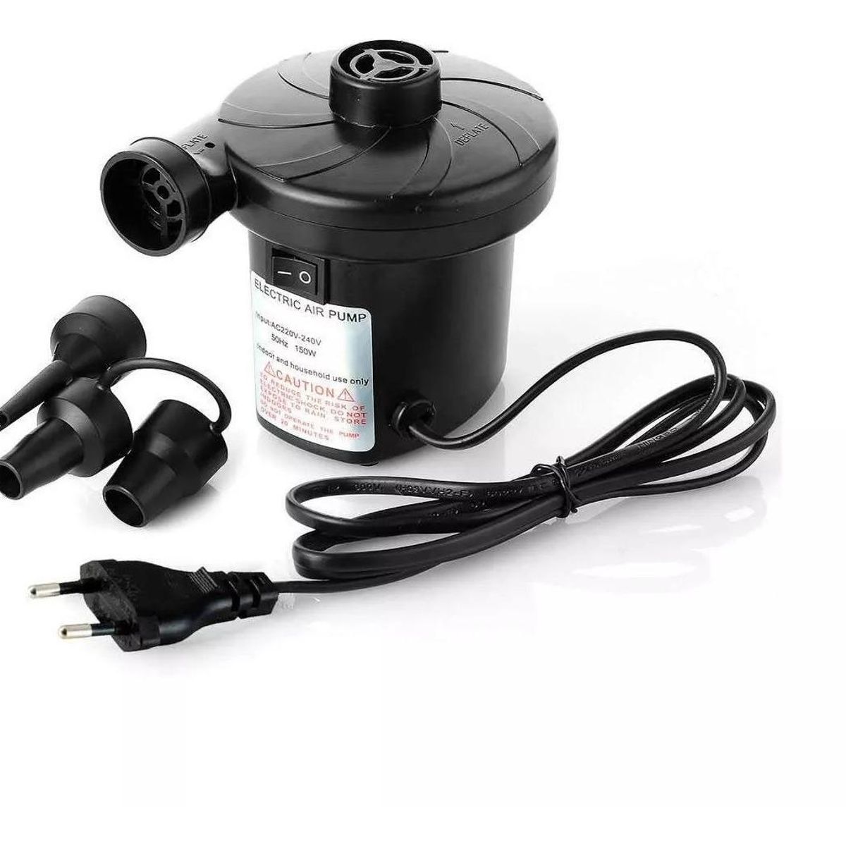 GENERICO - Inflador Eléctrico Multifuncional 220V - Negro