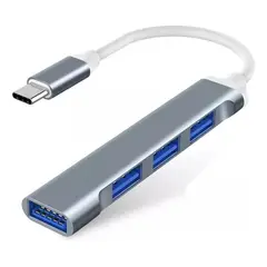 GENERICO - Adaptador Hub USB-C a 4 Puertos USB 30 5Gbps
