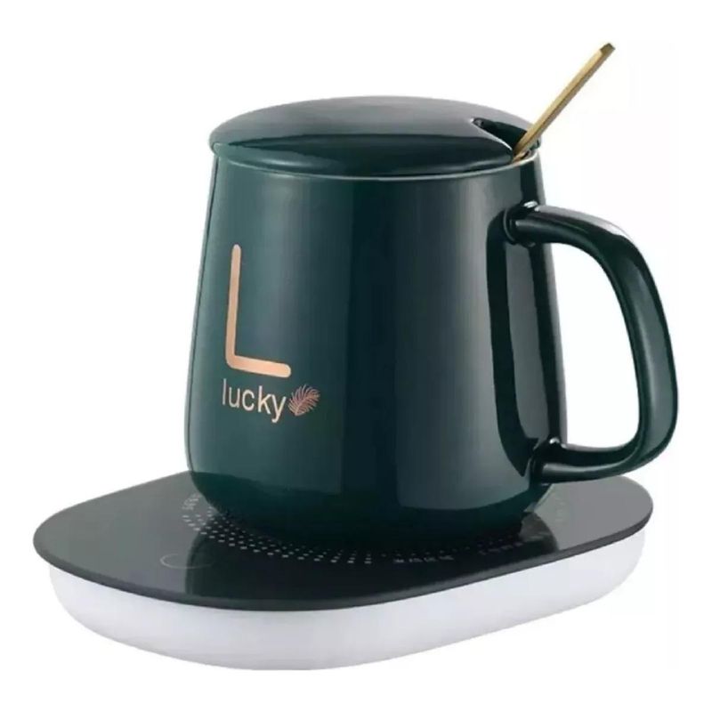 GENERICO - Taza Calentadora Eléctrica con Cuchara de Acero Inoxidable