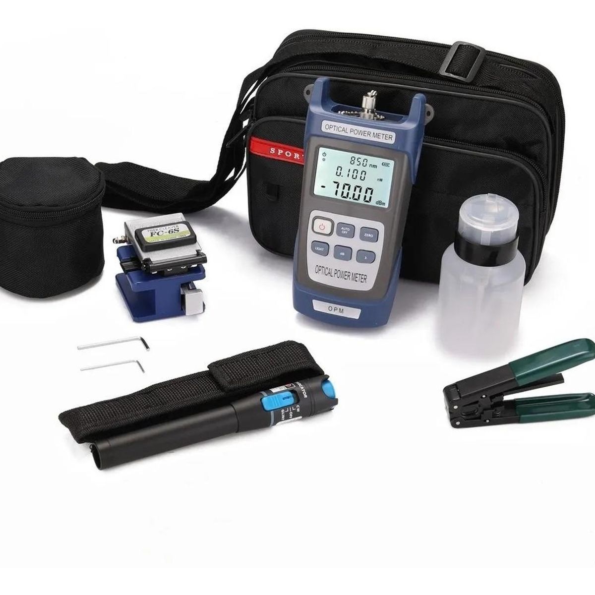 GENERICO - Kit de Herramientas de Fibra Óptica FTTH 5 Km con Medidor de Potencia