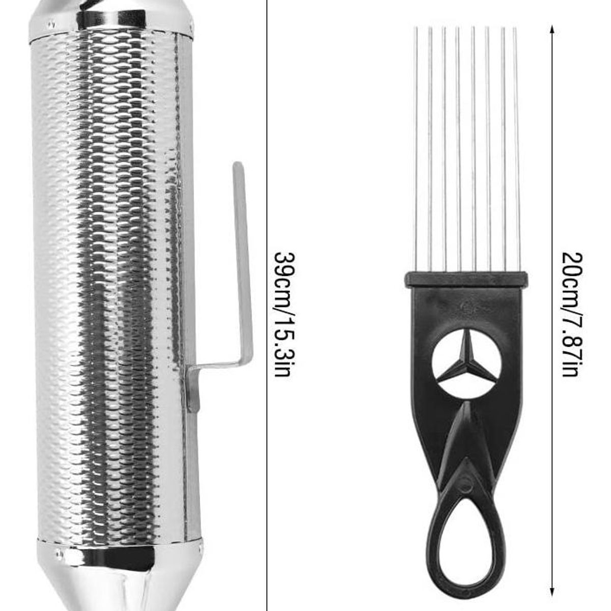 GENERICO - Guiro Profesional Torpedo de Acero Inoxidable Plateado