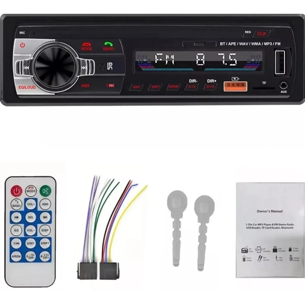 GENERICO - Estéreo Bluetooth 1 Din para Auto con USB y FM