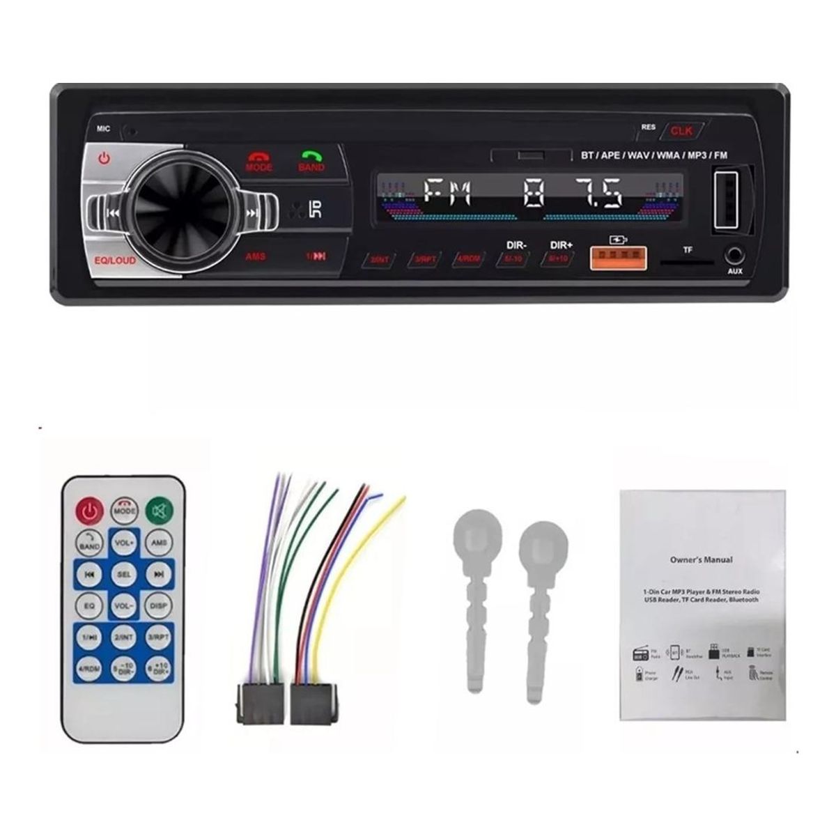 GENERICO - Estéreo Bluetooth 1 Din para Auto con USB y FM
