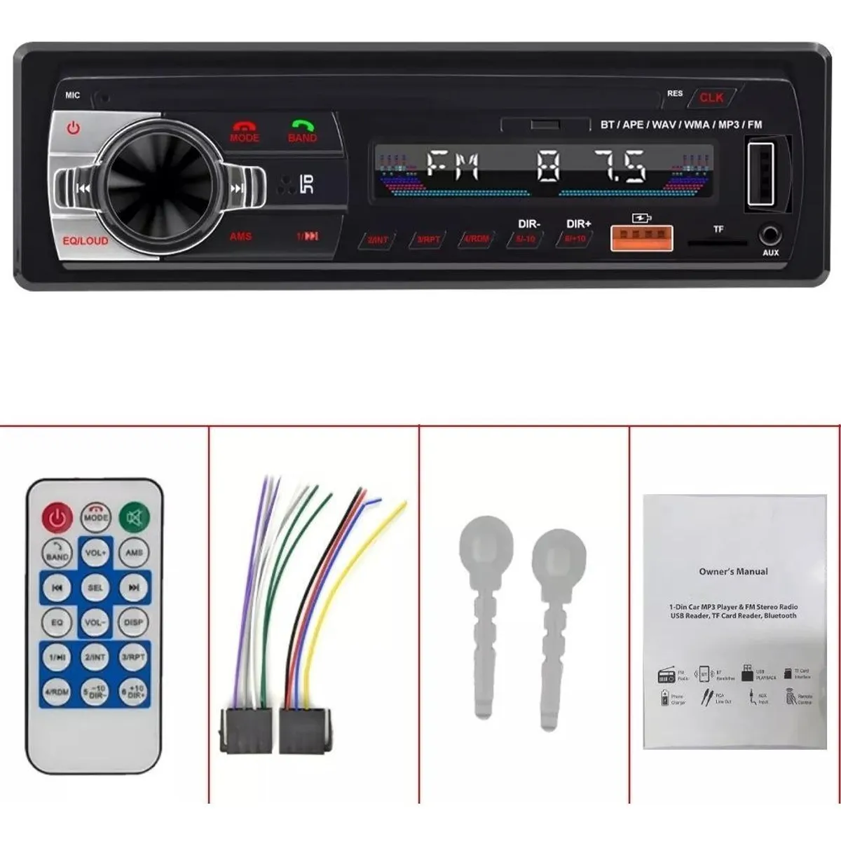 GENERICO - Estéreo Bluetooth 1 Din para Auto con USB y FM
