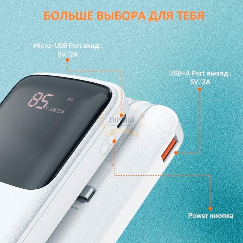 GENERICO - Cargador Portátil USB-C 10000mAh con Pantalla Digital.