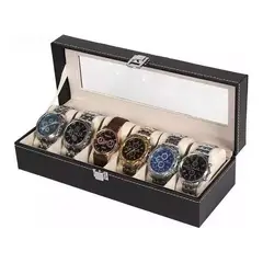 GENERICO - Estuche Organizador de 6 Relojes en Ecocuero