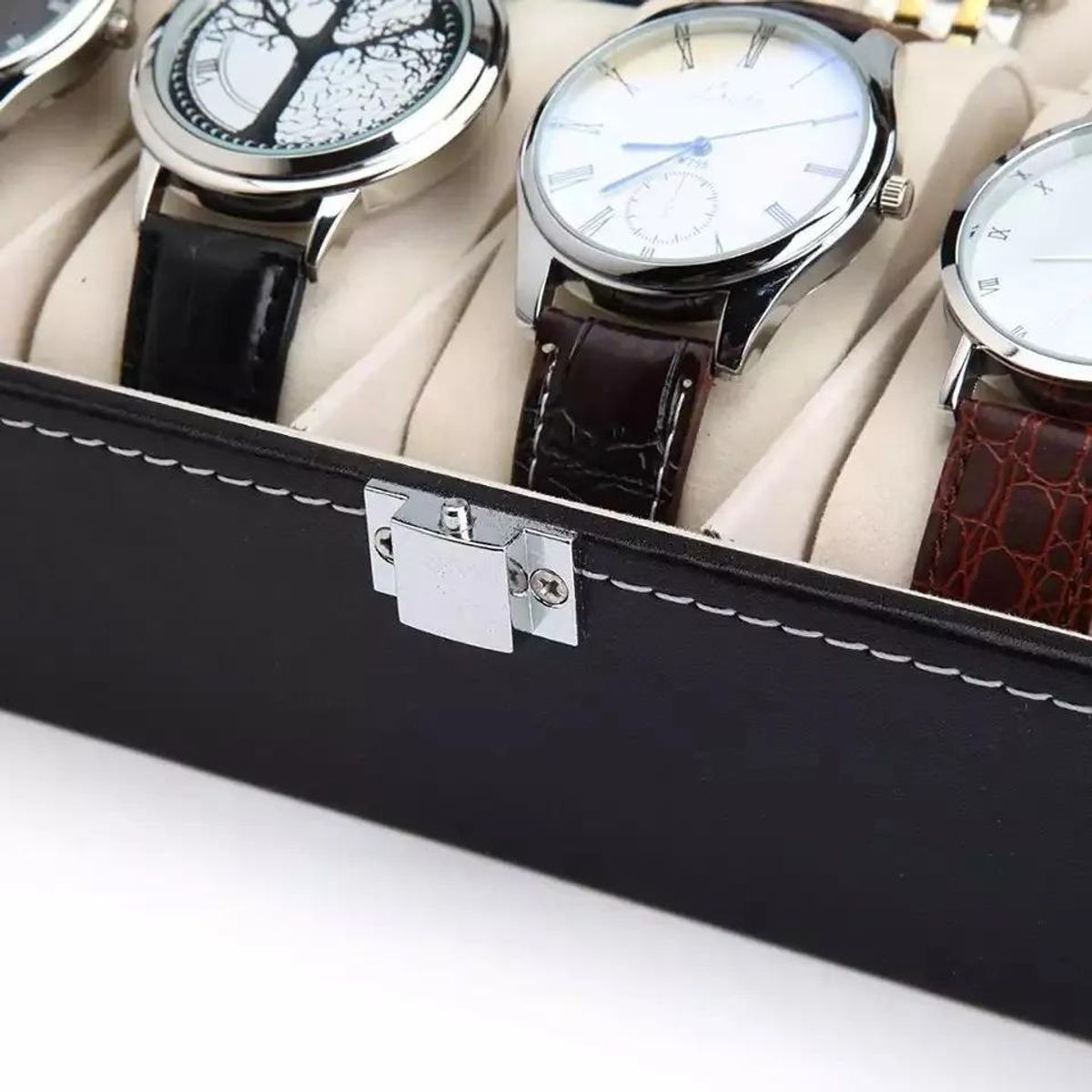 GENERICO - Estuche Organizador de 6 Relojes en Ecocuero
