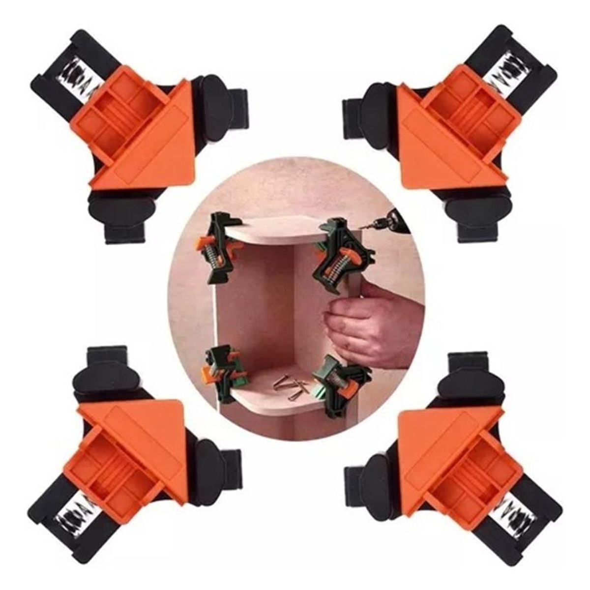 GENERICO - Conjunto de 4 Abrazaderas de Esquina 90° para Carpintería