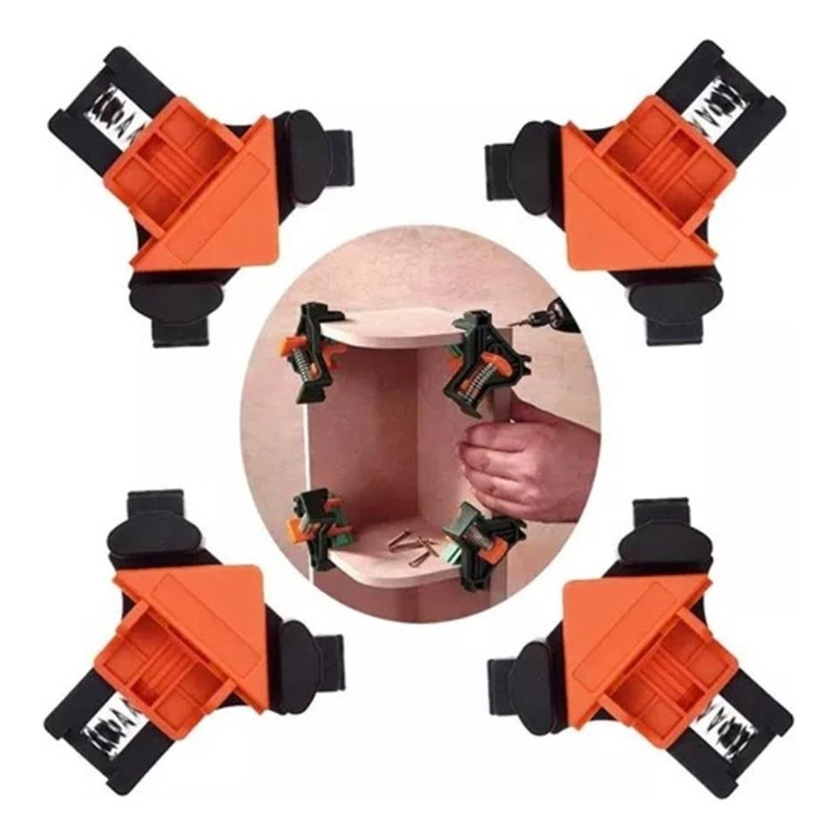 GENERICO - Conjunto de 4 Abrazaderas de Esquina 90° para Carpintería