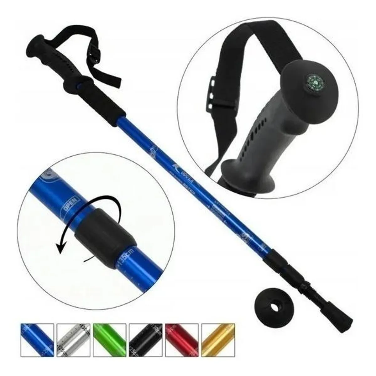 GENERICO - Pack de 5 Bastones de Trekking Trifásicos Antishock