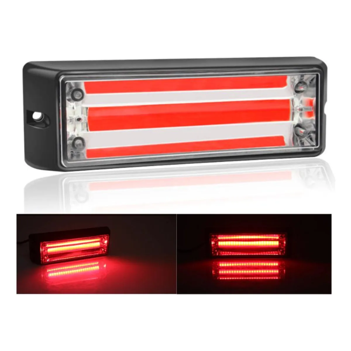GENERICO - Luz Estroboscópica LED COB Roja para Vehículos 12V-24V
