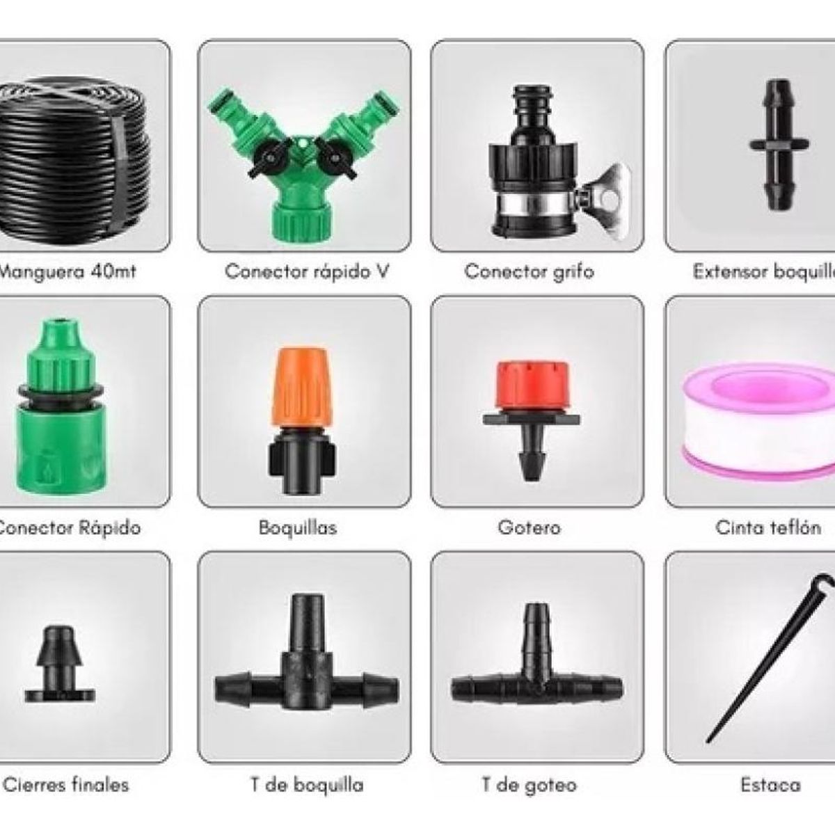 GENERICO - Kit de Riego Automático por Goteo de 40m con 158 Piezas