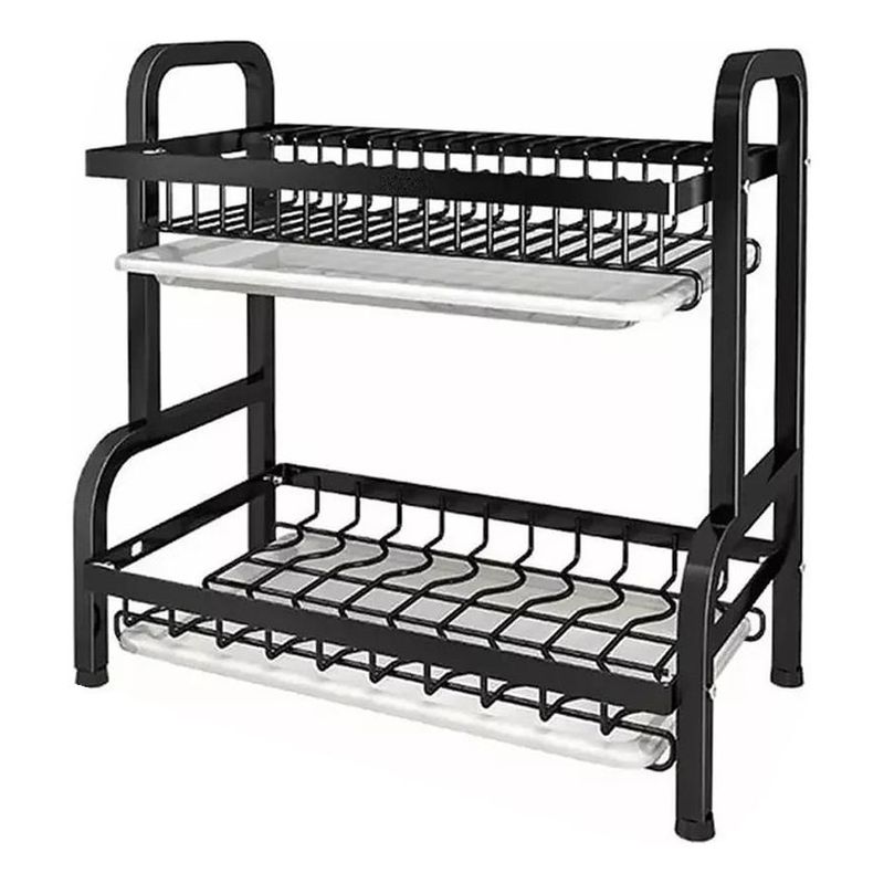 GENERICO - Escurridor de Platos 2 Niveles en Acero Negro