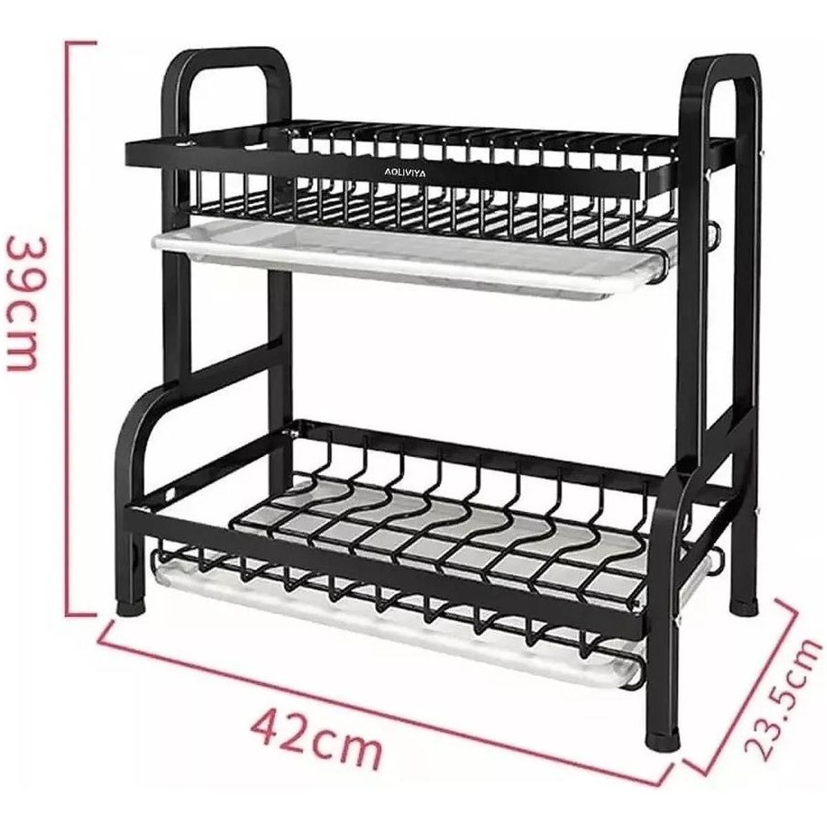 GENERICO - Escurridor de Platos 2 Niveles en Acero Negro