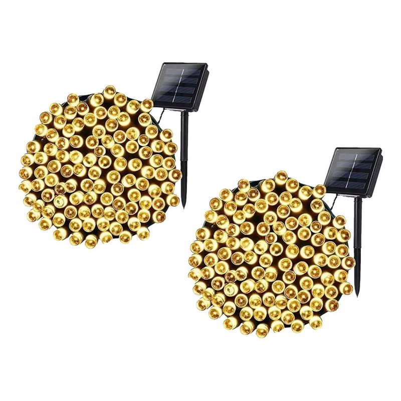 GENERICO - Guirnalda Solar de 10 Metros con 100 Luces LED de Color Cálido