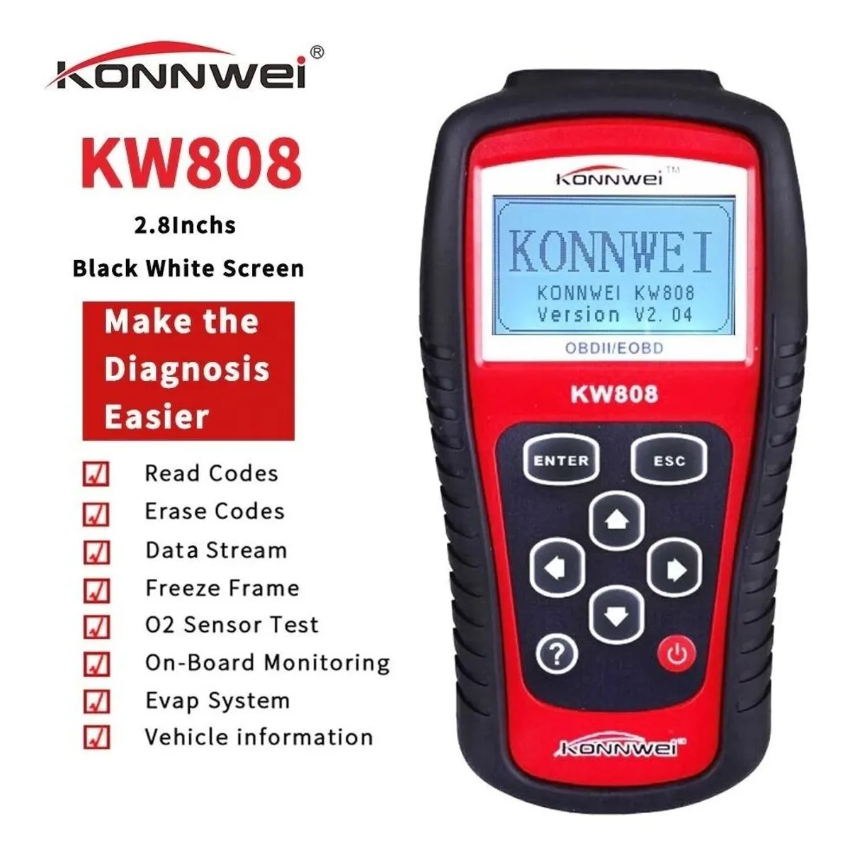 GENERICO - Escáner Automotriz OBDII Konnwei KW808 - Compatible Vehículos