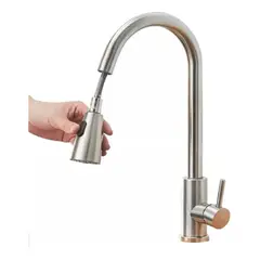 GENERICO - Llave Monomando Lavaplatos Extensible Acero Inoxidable