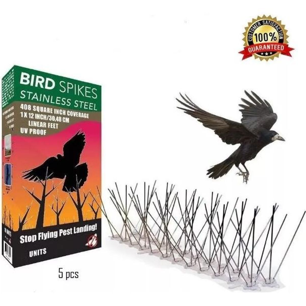 GENERICO - Kit de 5 Púas Repelentes para Aves - Solución Eficaz