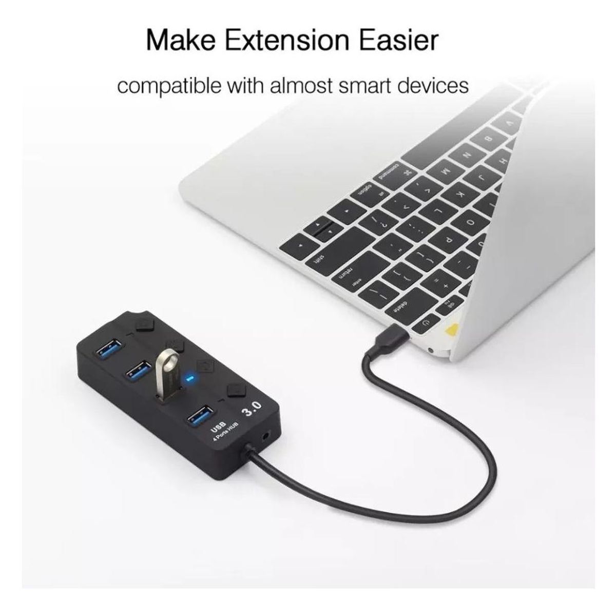 GENERICO - Hub Splitter USB 30 a 4 Puertos con Indicador LED