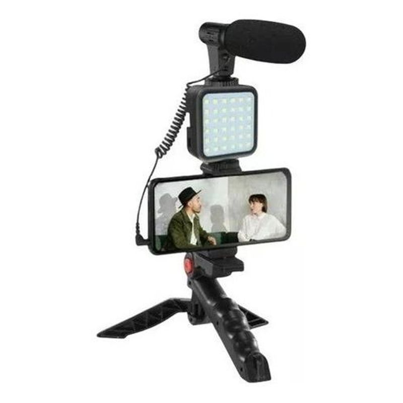 GENERICO - Kit Vlogger Móvil con Luz LED y Micrófono Integrado