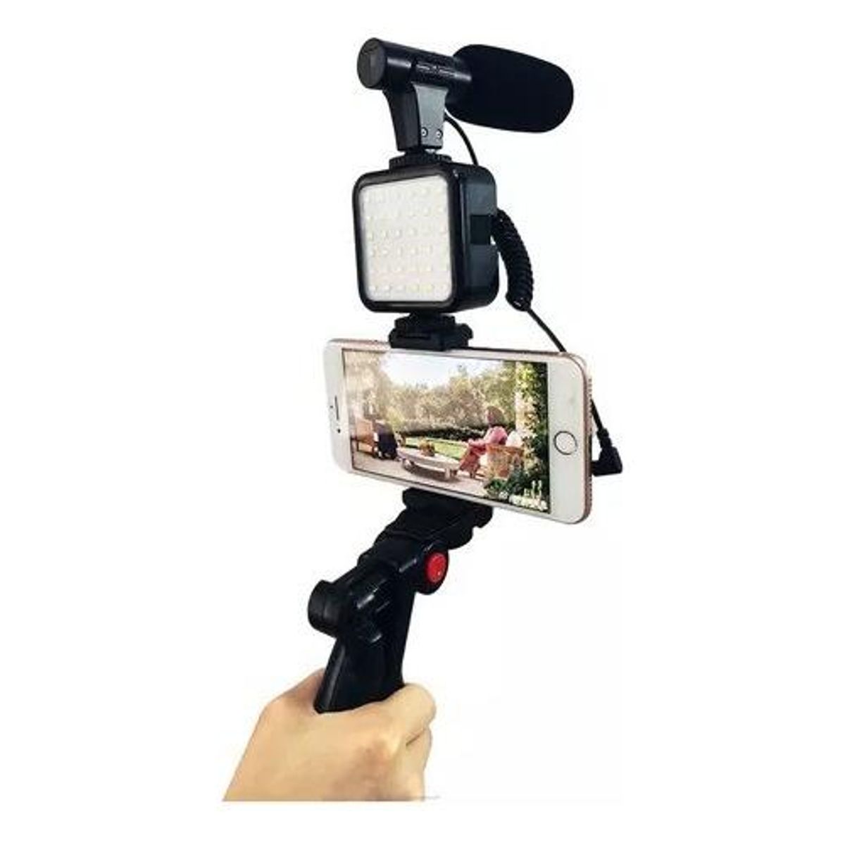 GENERICO - Kit Vlogger Móvil con Luz LED y Micrófono Integrado