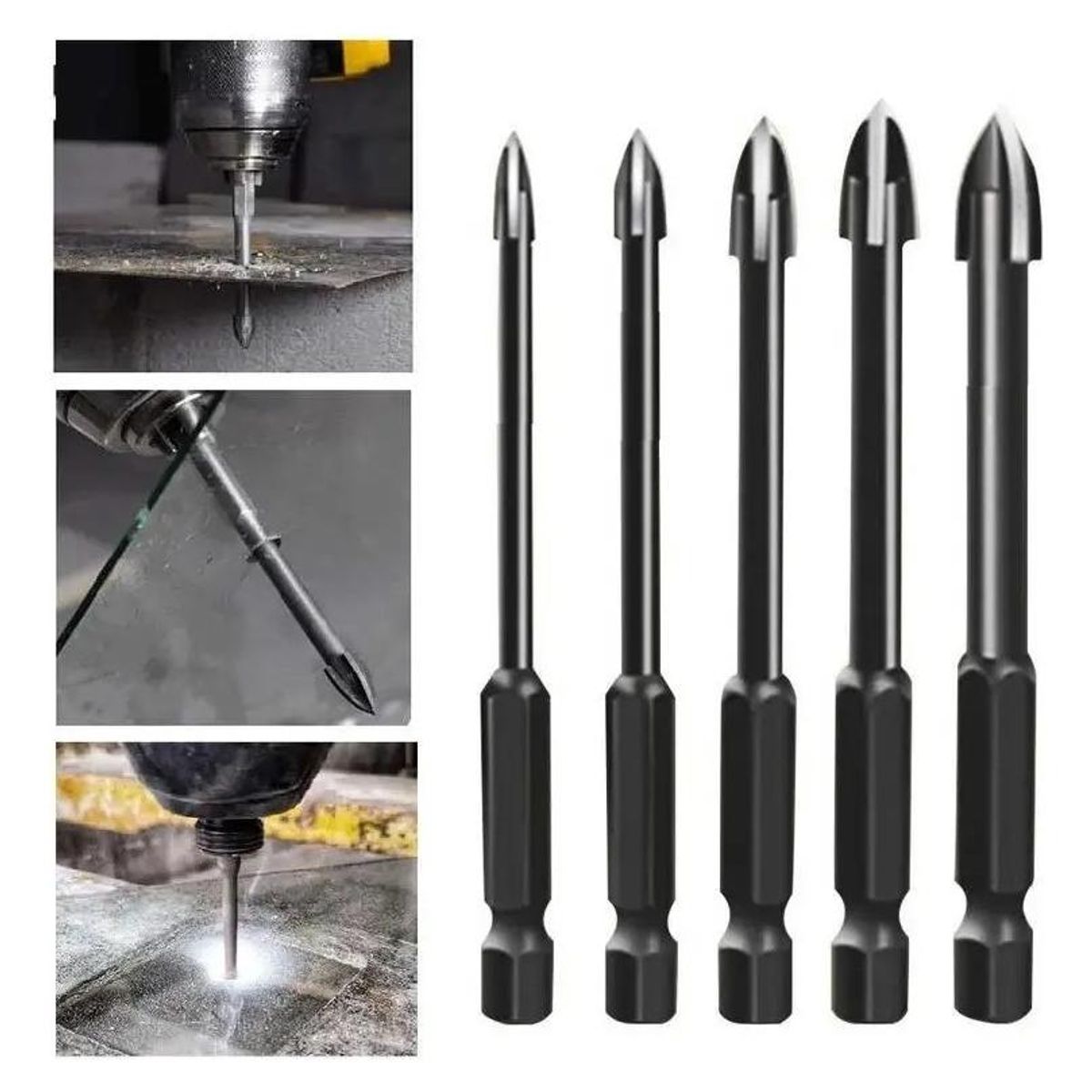 GENERICO - Set de Brocas Doble Punta Flecha Hexagonal para Cerámica