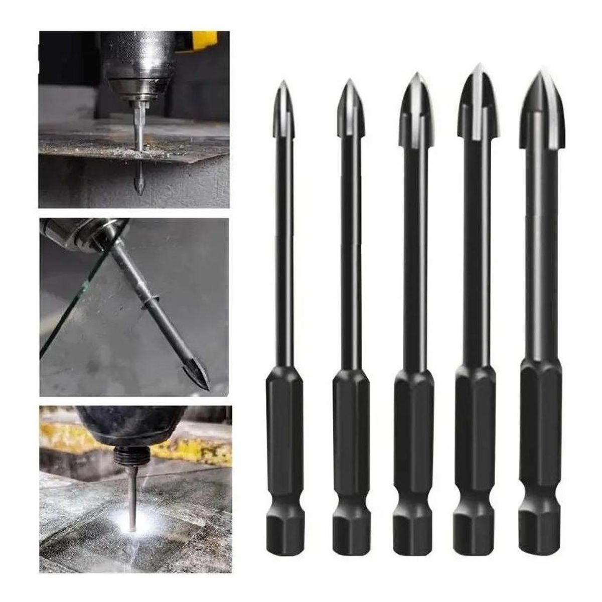 GENERICO - Set de Brocas Doble Punta Flecha Hexagonal para Cerámica