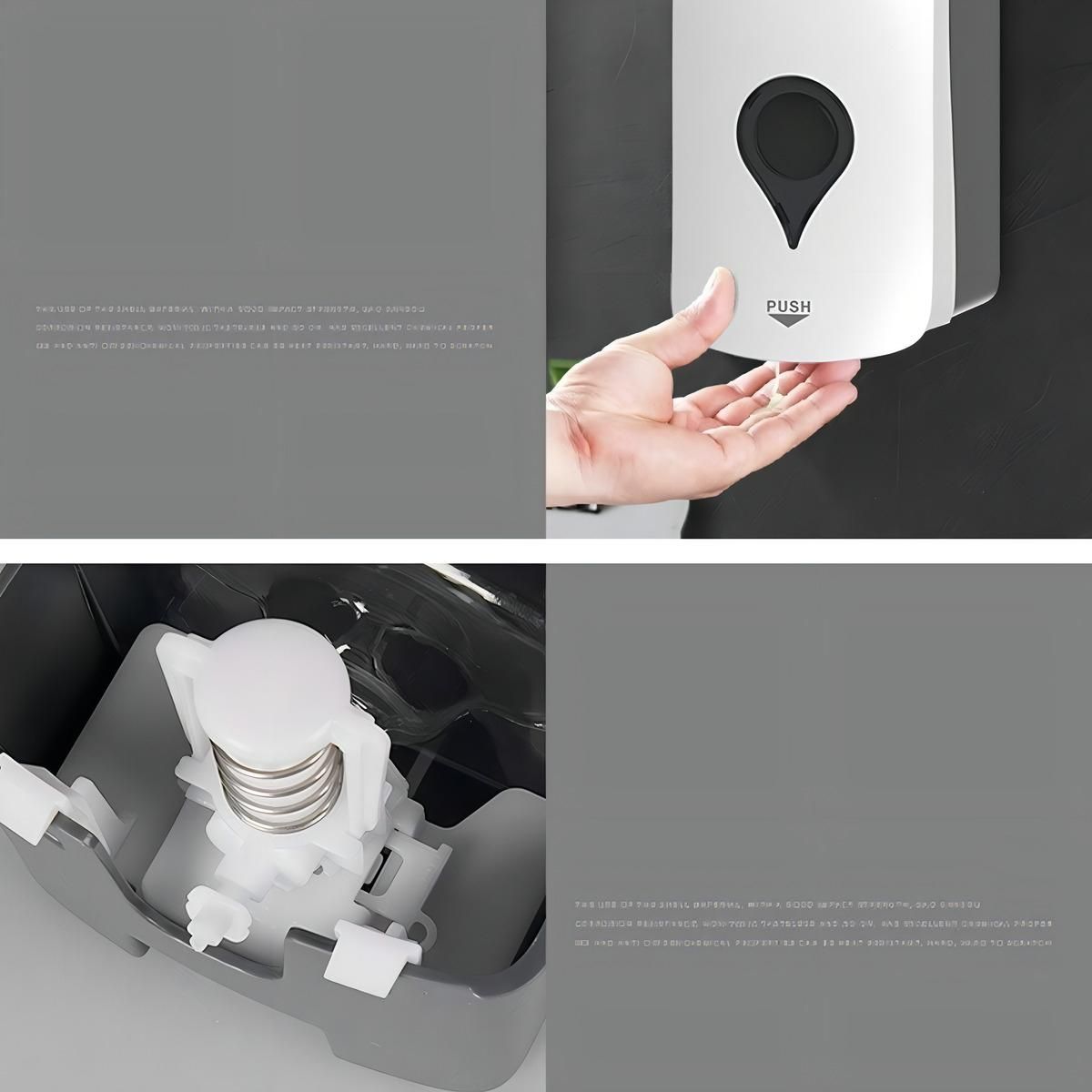 GENERICO - Dispensador de Jabón Líquido Rellenable de Pared 1000ml Blanco