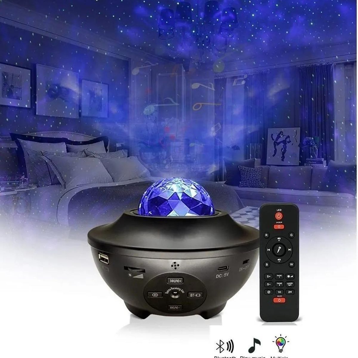 GENERICO - Proyector LED de Estrellas con Bluetooth y Control Remoto
