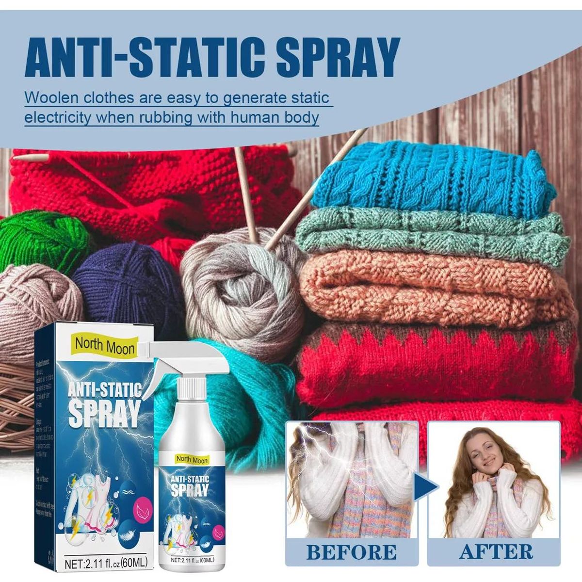 GENERICO - Spray Antiestático para Ropa y Edredones - 60 ml