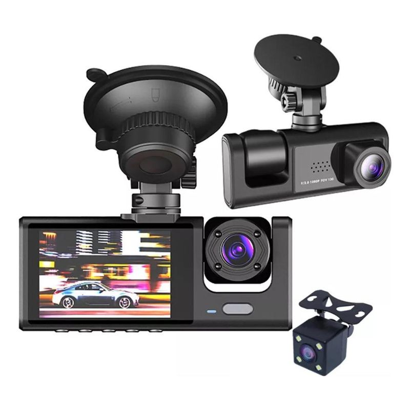 GENERICO - Cámara de Auto HD 1080p con Gran Angular de 170° y 3 Cámaras