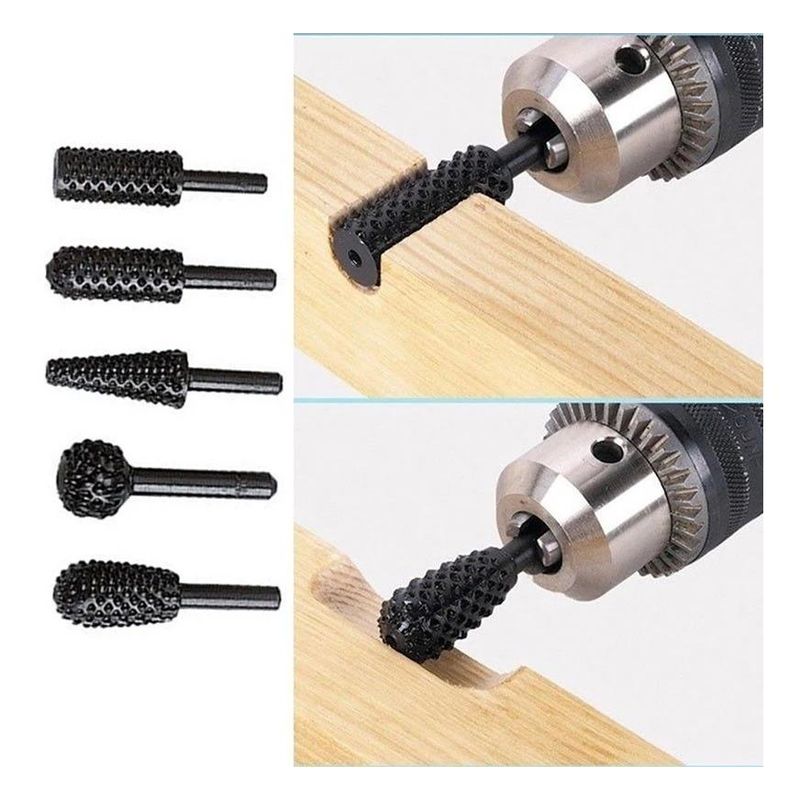 GENERICO - Juego de 5 Brocas Desbastadoras para Madera 14" HSS