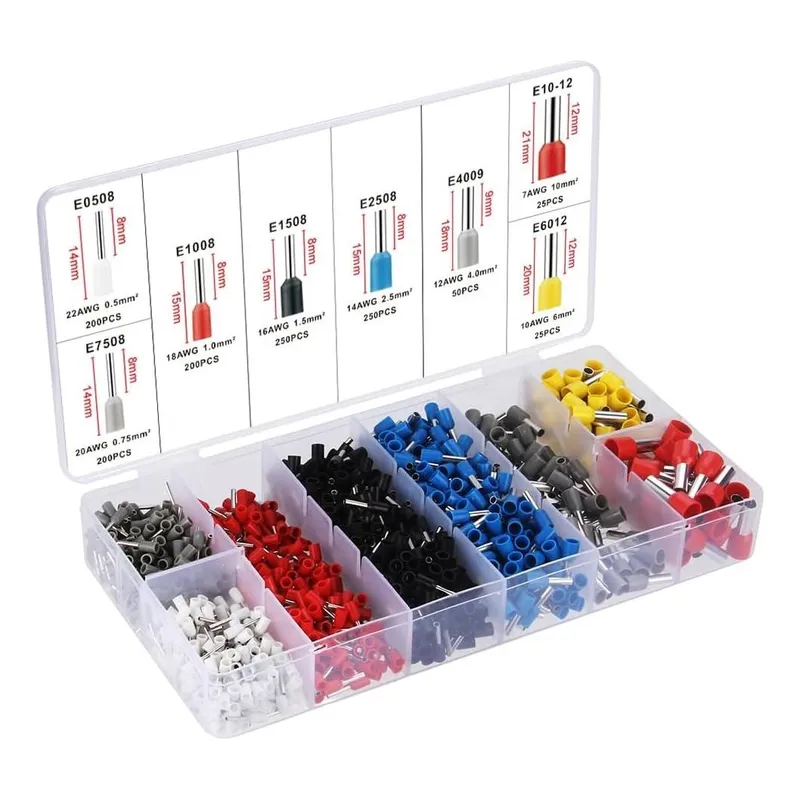 GENERICO - Kit de 1200 Terminales Eléctricos Ferrules Variados