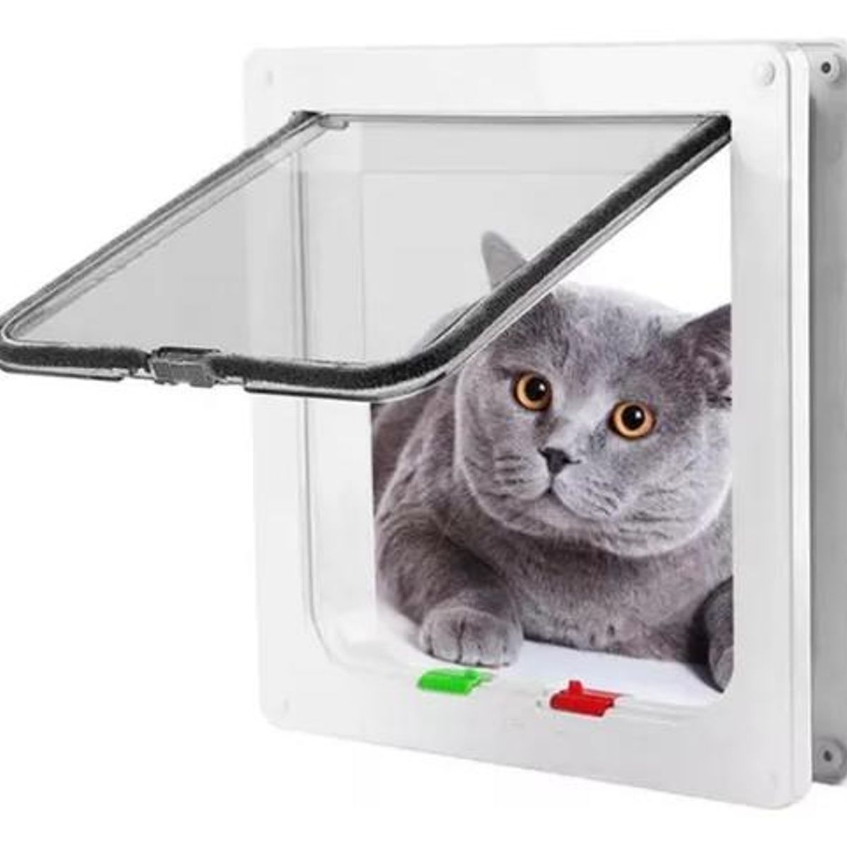 GENERICO - Puerta Abatible para Mascotas Exterior Color Blanco